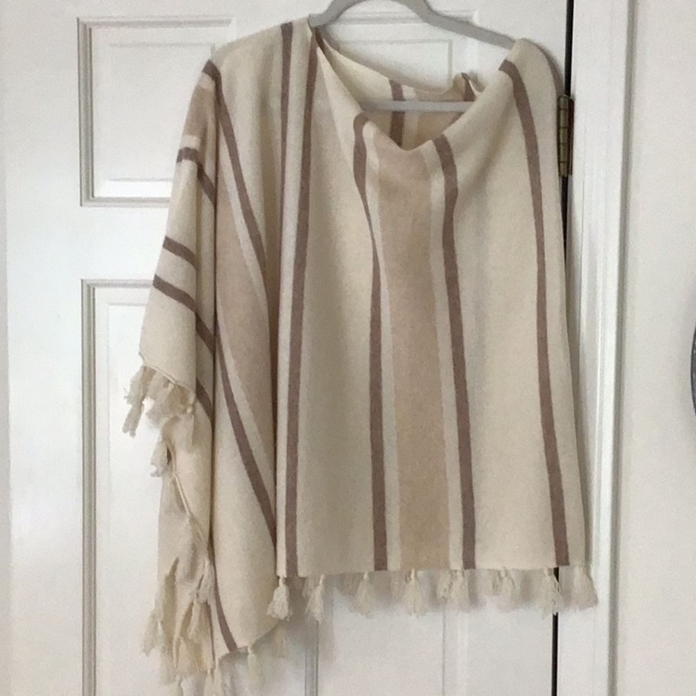 Cream and Tan Striped Shawl